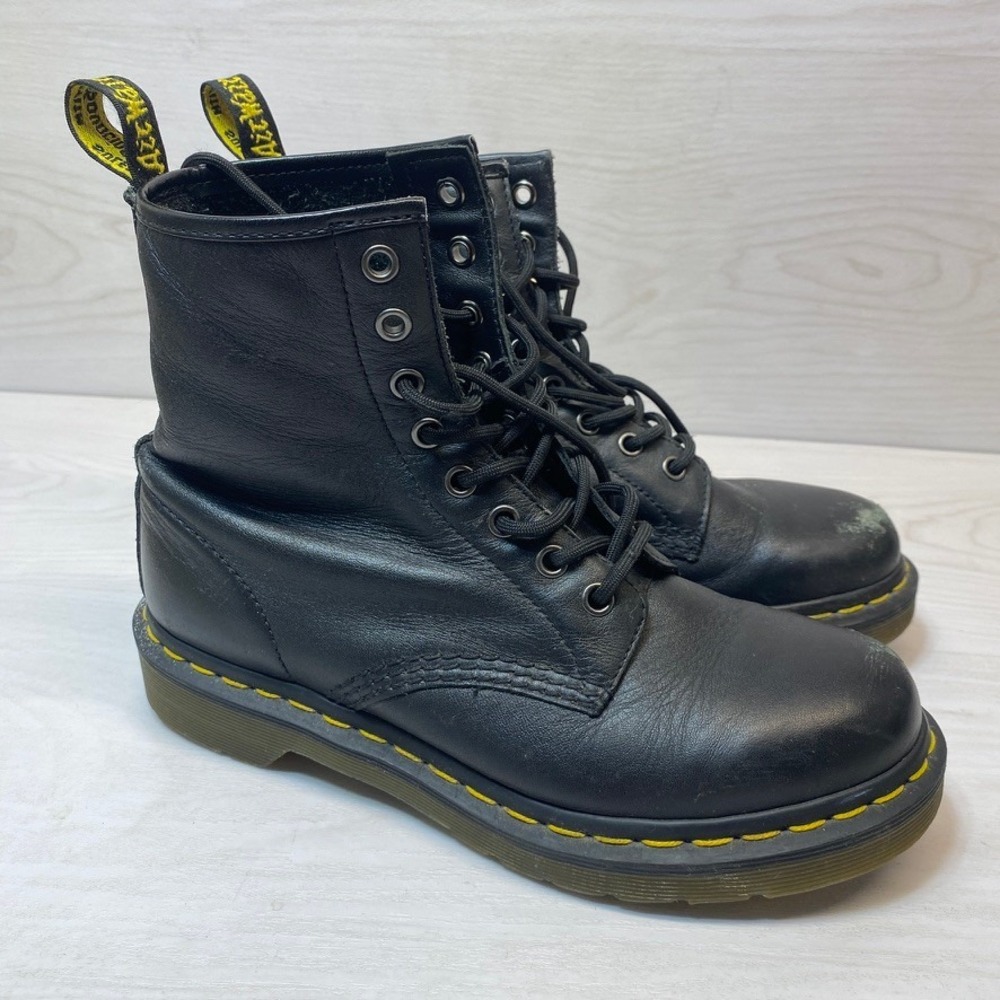 Dr. Martens Womens 7 1460 Pascal Combat Boots Black Leather Grunge